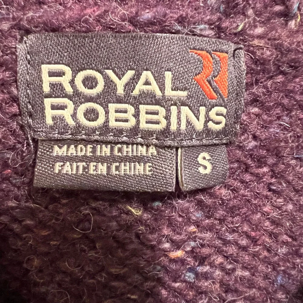 Royal Robbins Women's Cardigan Wool‎ Purple Sparkle Knit Button Front Size S